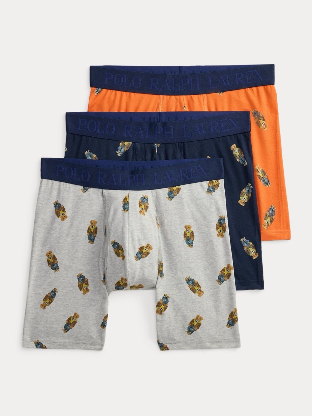 Polo by Ralph Lauren Boxer Briefs 3-Pack in Gray, Navy & Orange